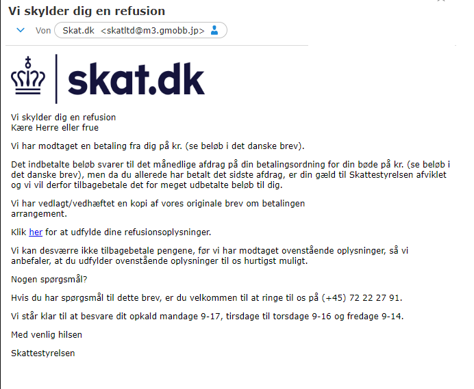 billede af falsk mail